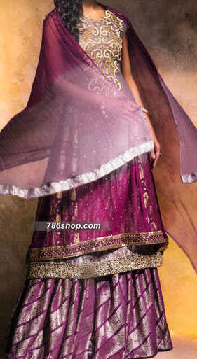  Purple Jamawar Suit | Pakistani Party Wear Dresses- Image 1