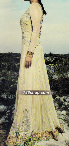  Light Golden Chiffon Suit | Pakistani Party Wear Dresses- Image 1