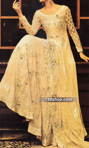  Ivory Chiffon Suit | Pakistani Party Wear Dresses- Image 1