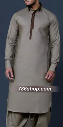 Beige Men Shalwar Kameez Suit | Pakistani Mens Suits Online
