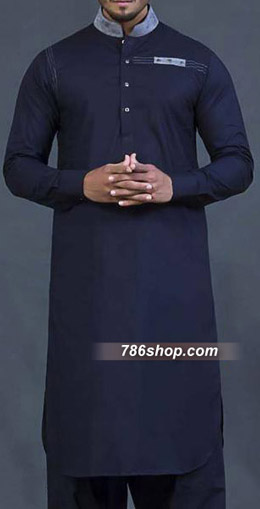 Navy Shalwar Kameez Suit | Pakistani Mens Suits Online