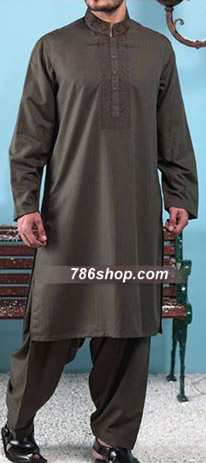 Grey Shalwar Kameez Suit | Pakistani Mens Suits Online