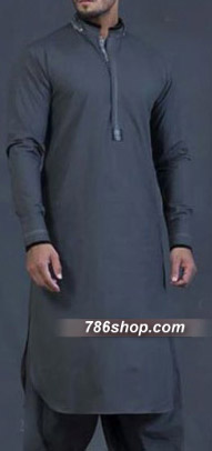  Dark Grey Shalwar Kameez Suit | Pakistani Mens Suits Online- Image 1