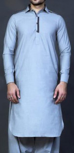  Light Blue Men Shalwar Kameez | Pakistani Mens Suits Online- Image 1