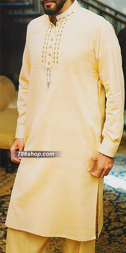 Light Golden Shalwar Kameez | Pakistani Mens Suits Online