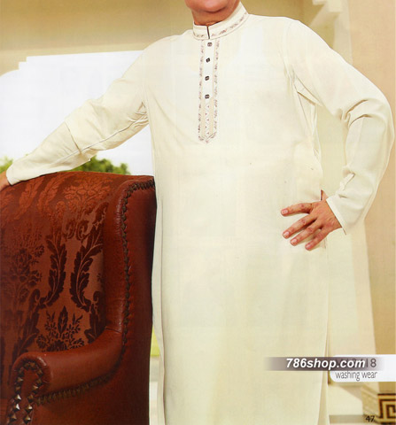 Off-white Shalwar Kameez Suit | Pakistani Mens Suits Online