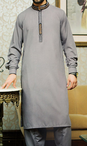 Grey Shalwar Kameez Suit | Pakistani Mens Suits Online