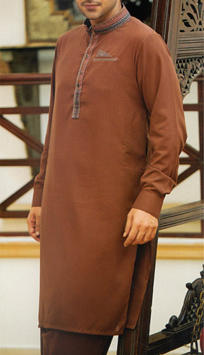 Golden Brown Men Shalwar Kameez | Pakistani Mens Suits Online