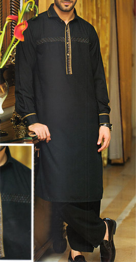 Black Shalwar Kameez Suit | Pakistani Mens Suits Online