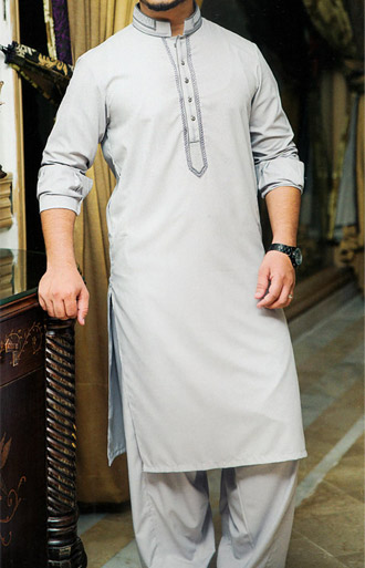 Ash White Shalwar Kameez | Pakistani Mens Suits Online