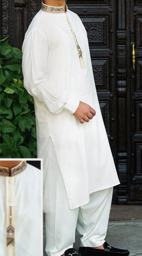 White Shalwar Kameez Suit | Pakistani Mens Suits Online