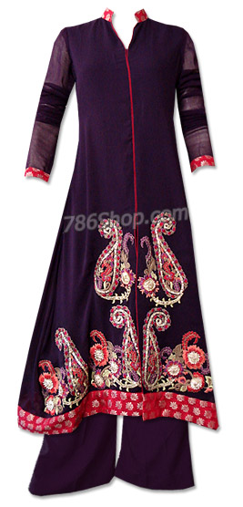  Dark Purple Chiffon Suit  | Pakistani Dresses in USA- Image 1