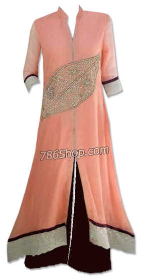  Peach Chiffon Suit | Pakistani Dresses in USA- Image 1