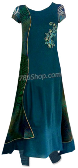  Teal Chiffon Suit | Pakistani Dresses in USA- Image 1