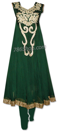  Dark Green Chiffon Suit | Pakistani Dresses in USA- Image 1