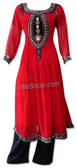  Red/Black Chiffon Suit | Pakistani Dresses in USA- Image 1