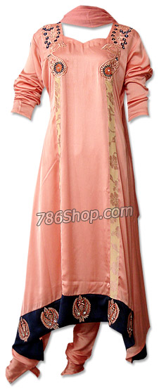  Peach Silk Suit | Pakistani Dresses in USA- Image 1