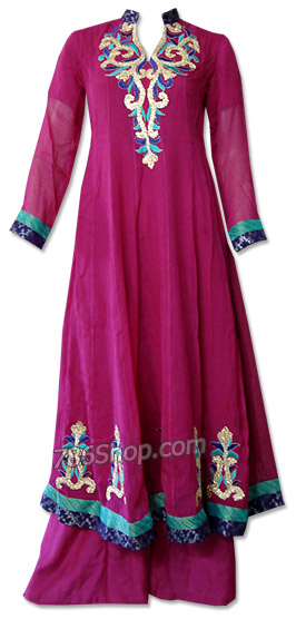  Magenta Chiffon Suit | Pakistani Dresses in USA- Image 1