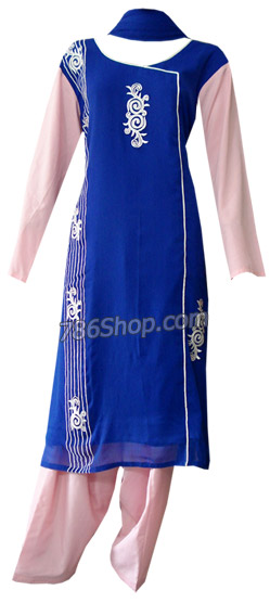  Royal Blue Georgette Suit | Pakistani Dresses in USA- Image 1