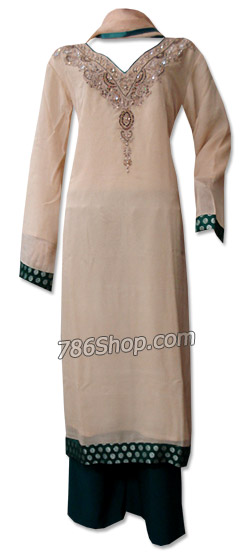  Ivory/Teal Chiffon Suit | Pakistani Dresses in USA- Image 1