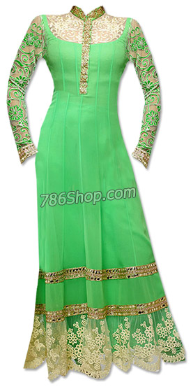  Light Green Chiffon Suit | Pakistani Dresses in USA- Image 1