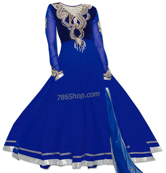  Royal Blue Georgette Suit | Pakistani Dresses in USA- Image 1