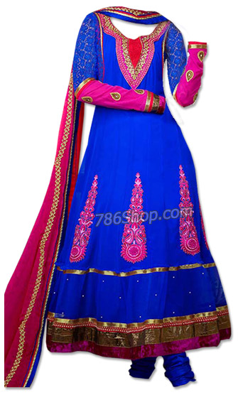  Royal Blue Georgette Suit | Pakistani Dresses in USA- Image 1