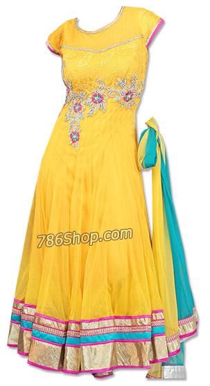  Yellow Chiffon Suit | Pakistani Dresses in USA- Image 1