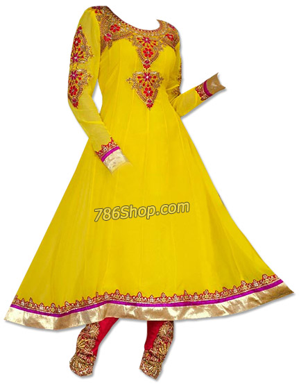  Yellow Georgette Suit | Pakistani Dresses in USA- Image 1