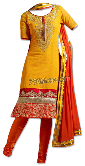  Mustered/Red Georgette Suit | Pakistani Dresses in USA- Image 1