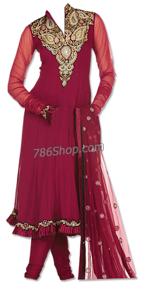  Magenta Chiffon Suit | Pakistani Dresses in USA- Image 1