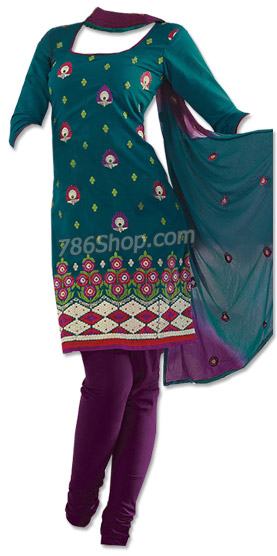  Teal Georgette Suit | Pakistani Dresses in USA- Image 1