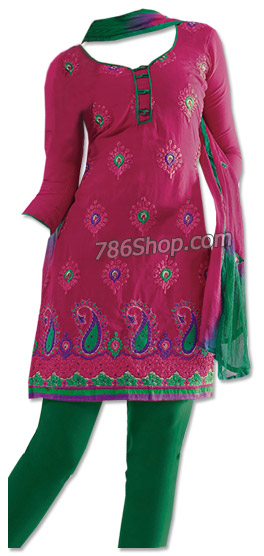  Magenta/Green Georgette Suit | Pakistani Dresses in USA- Image 1