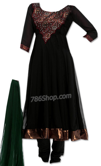  Black Chiffon Suit | Pakistani Dresses in USA- Image 1