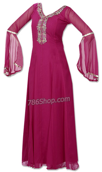  Magenta Chiffon Suit  | Pakistani Dresses in USA- Image 1