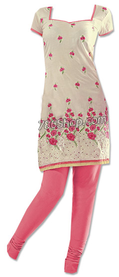  Off-White/Tea Pink Georgette Suit | Pakistani Dresses in USA- Image 1