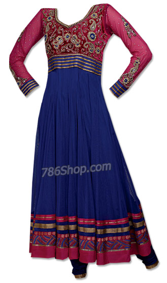  Blue/Magenta Georgette Suit | Pakistani Dresses in USA- Image 1