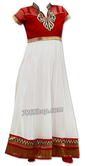  White/Red Chiffon Suit | Pakistani Dresses in USA- Image 1