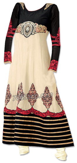 Ivory/Black Georgette Suit  | Pakistani Dresses in USA- Image 1