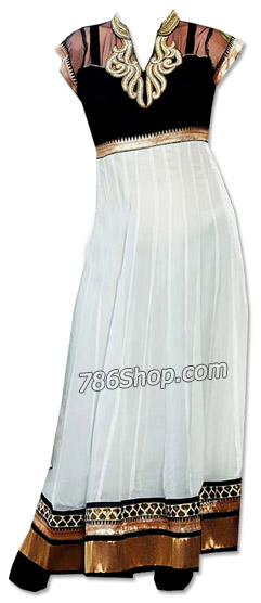  White/Black Chiffon Suit | Pakistani Dresses in USA- Image 1
