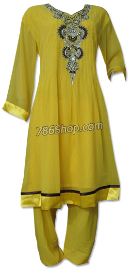  Yellow Chiffon Suit | Pakistani Dresses in USA- Image 1
