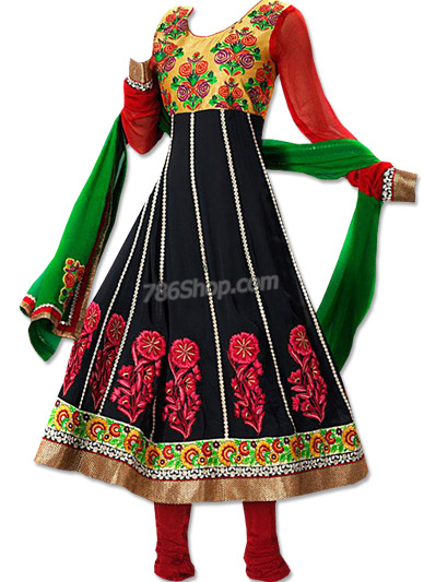  Black/Red Georgette Suit  | Pakistani Dresses in USA- Image 1