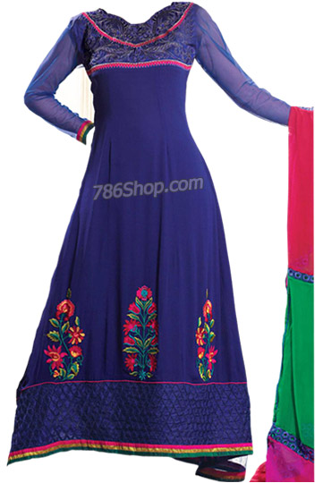  Navy Blue Georgette Suit | Pakistani Dresses in USA- Image 1