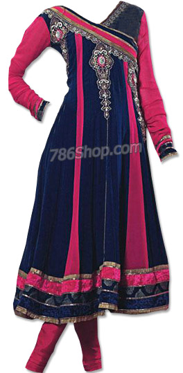  Blue/Pink Chiffon Suit | Pakistani Dresses in USA- Image 1