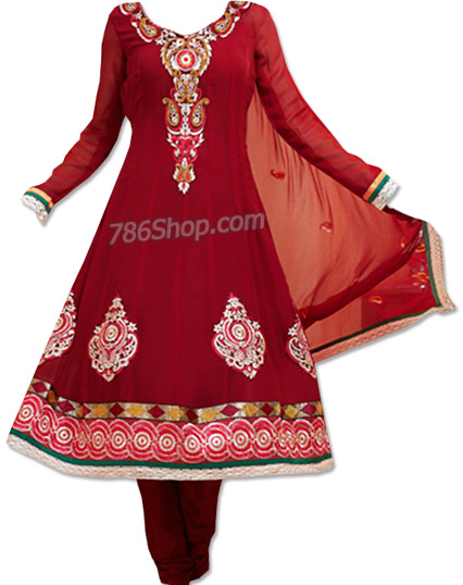  Maroon Georgette Suit | Pakistani Dresses in USA- Image 1