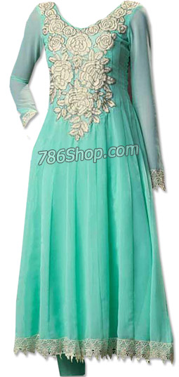  Sea Green Chiffon Suit | Pakistani Dresses in USA- Image 1