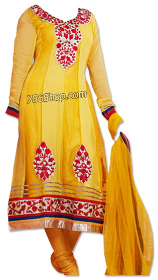  Yellow Chiffon Suit | Pakistani Dresses in USA- Image 1