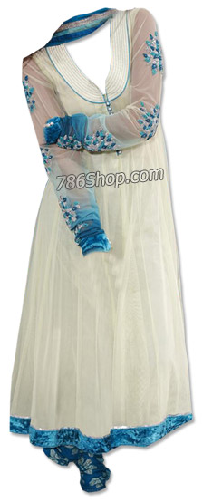  Off-White/Blue Chiffon Suit | Pakistani Dresses in USA- Image 1