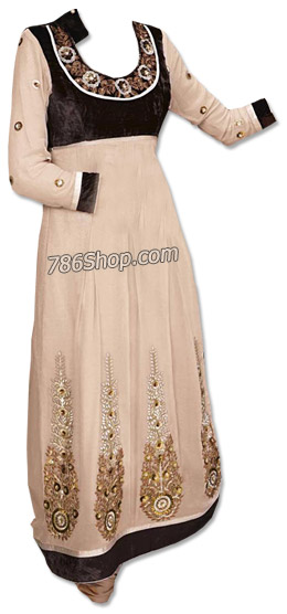  Light Golden Chiffon Suit | Pakistani Dresses in USA- Image 1