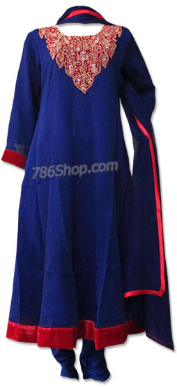  Blue Linen Suit | Pakistani Dresses in USA- Image 1